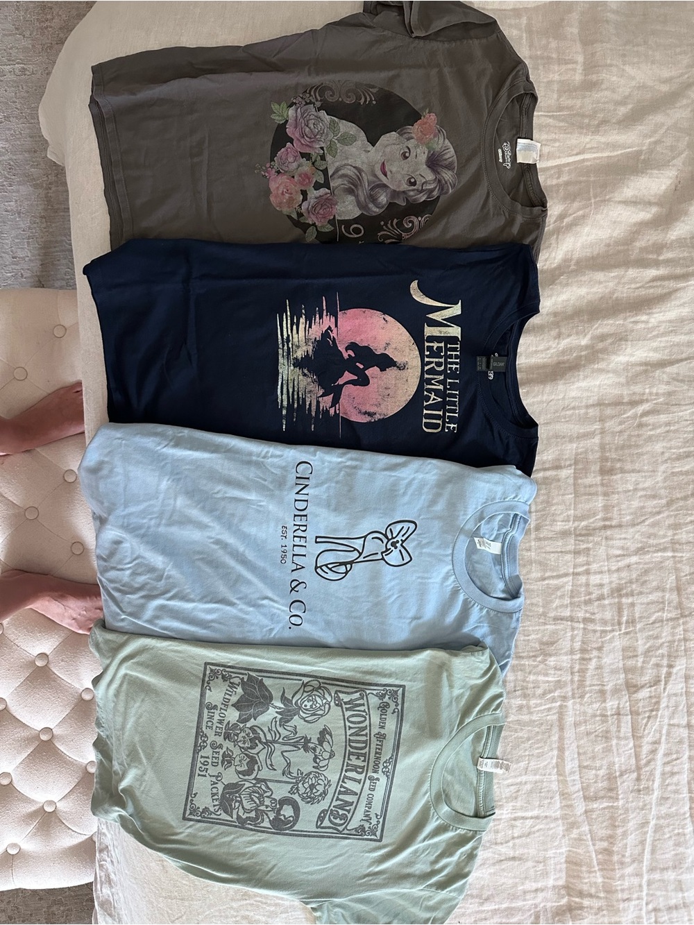 Disney princess Women's Short Sleeve Tees - Ariel Belle Cinderella wildflowers